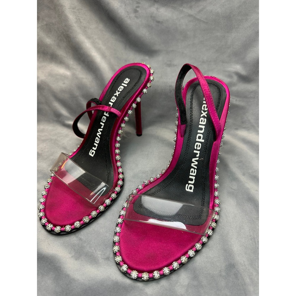 Alexander Wang Nova PVC Slingback Heels Fuchsia Satin Crystal Trim EU 36 - Picture 16 of 16
